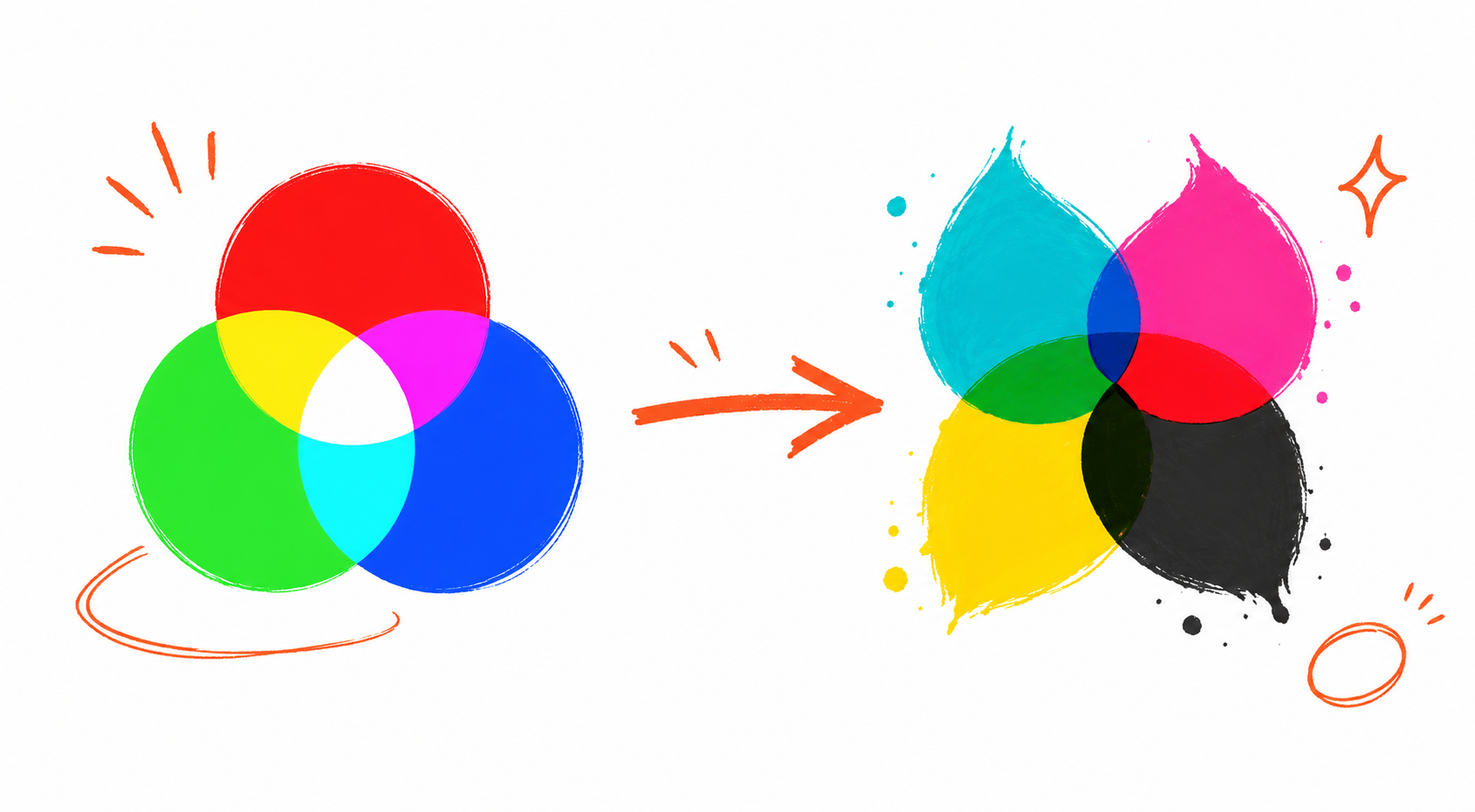 RGB CMYK 차이 개념 비교 일러스트